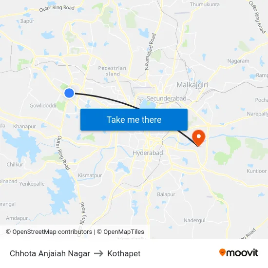 Chhota Anjaiah Nagar to Kothapet map