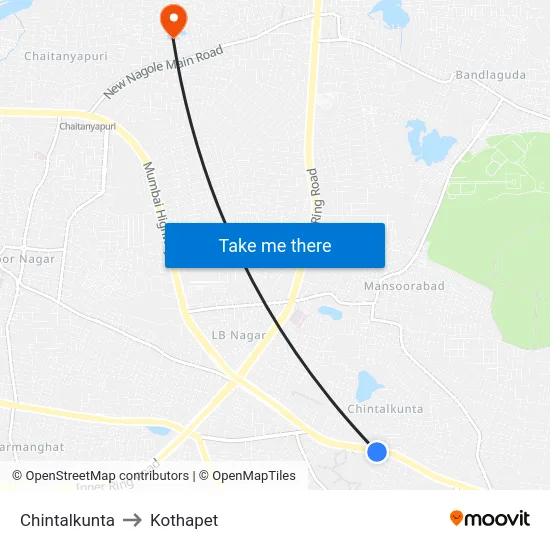 Chintalkunta to Kothapet map