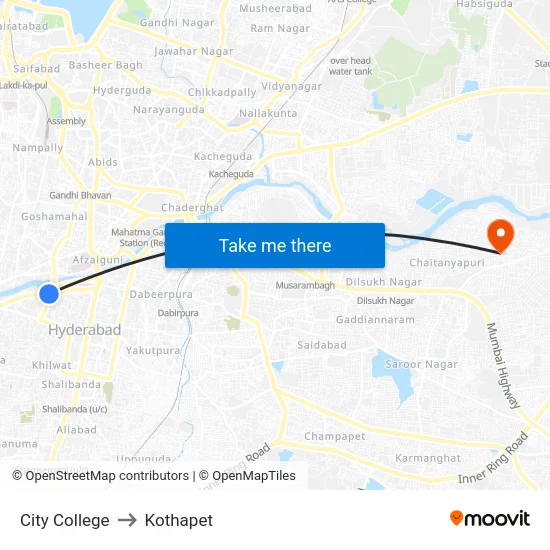 City College to Kothapet map