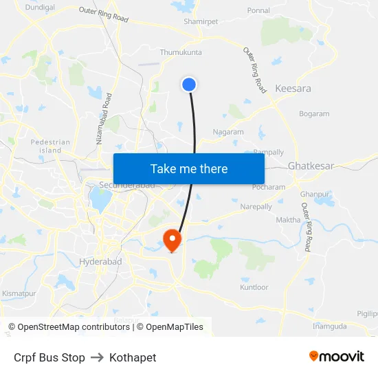 Crpf Bus Stop to Kothapet map