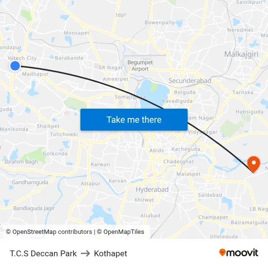 T.C.S Deccan Park to Kothapet map