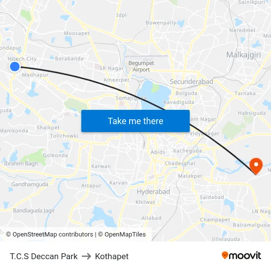 T.C.S Deccan Park to Kothapet map