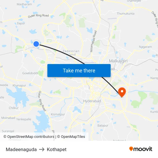 Madeenaguda to Kothapet map