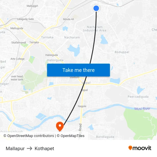 Mallapur to Kothapet map