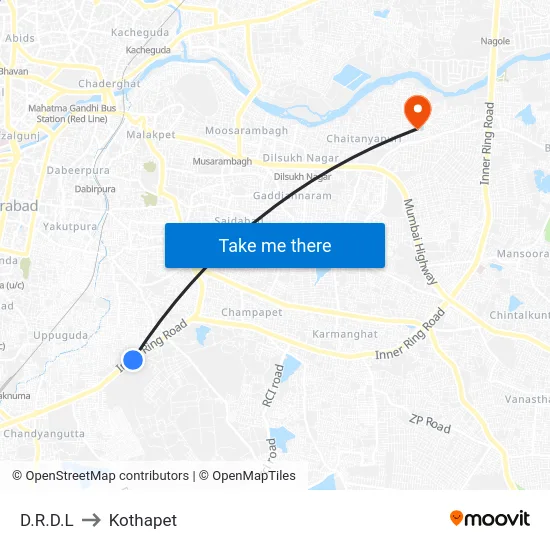 D.R.D.L to Kothapet map