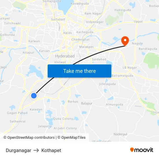 Durganagar to Kothapet map