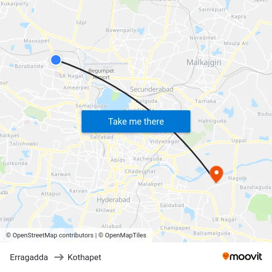 Erragadda to Kothapet map