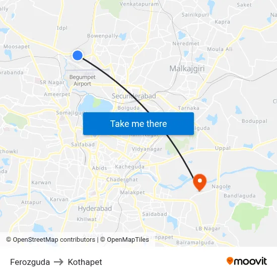 Ferozguda to Kothapet map