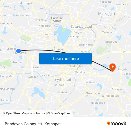 Brindavan Colony to Kothapet map