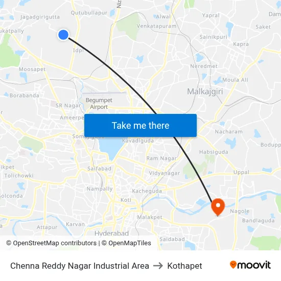 Chenna Reddy Nagar Industrial Area to Kothapet map