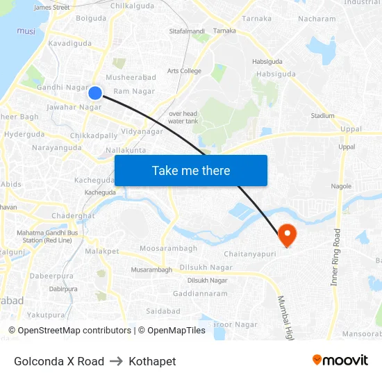 Golconda X Road to Kothapet map