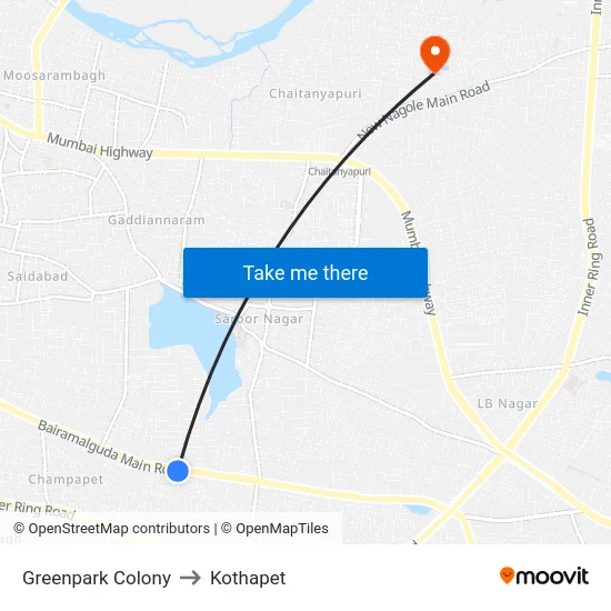 Greenpark Colony to Kothapet map