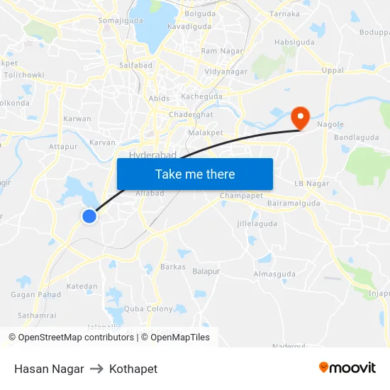 Hasan Nagar to Kothapet map