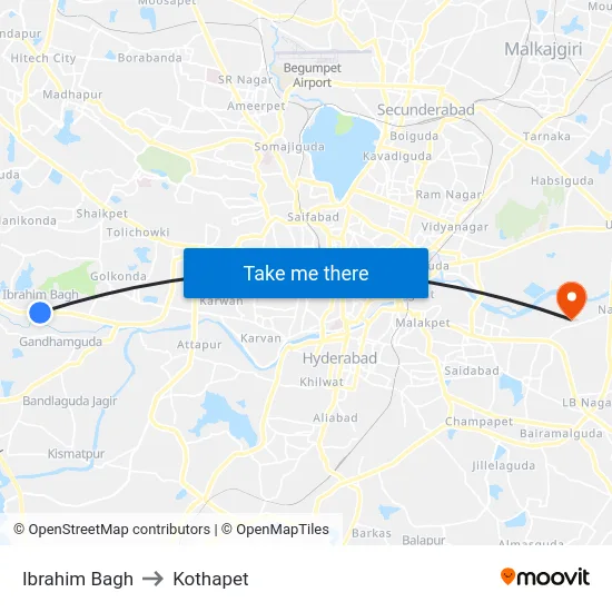 Ibrahim Bagh to Kothapet map