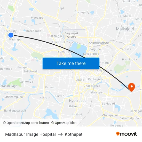 Madhapur Image Hospital to Kothapet map