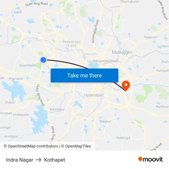 Indra Nagar to Kothapet map