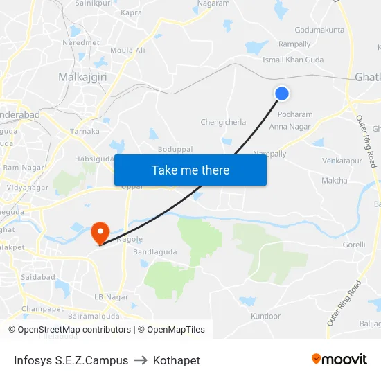 Infosys S.E.Z.Campus to Kothapet map