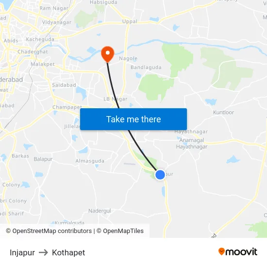 Injapur to Kothapet map