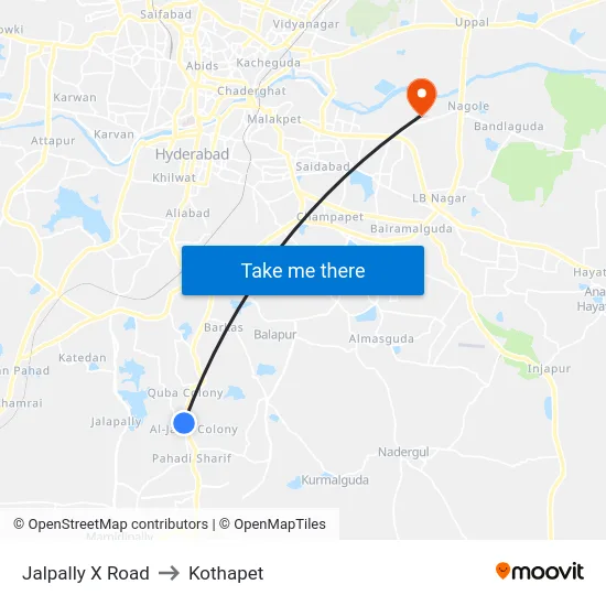 Jalpally X Road to Kothapet map