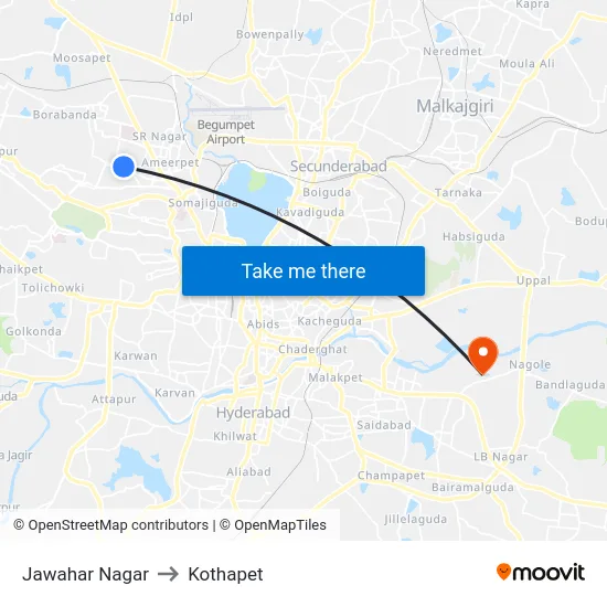Jawahar Nagar to Kothapet map
