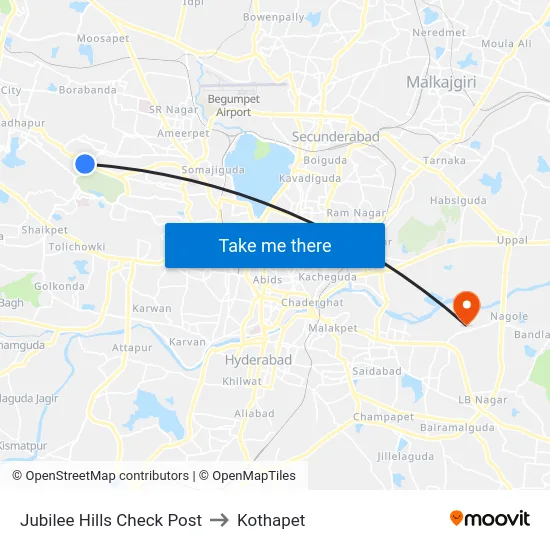 Jubilee Hills Check Post to Kothapet map