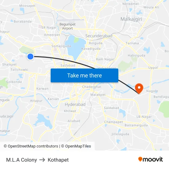 M.L.A Colony to Kothapet map