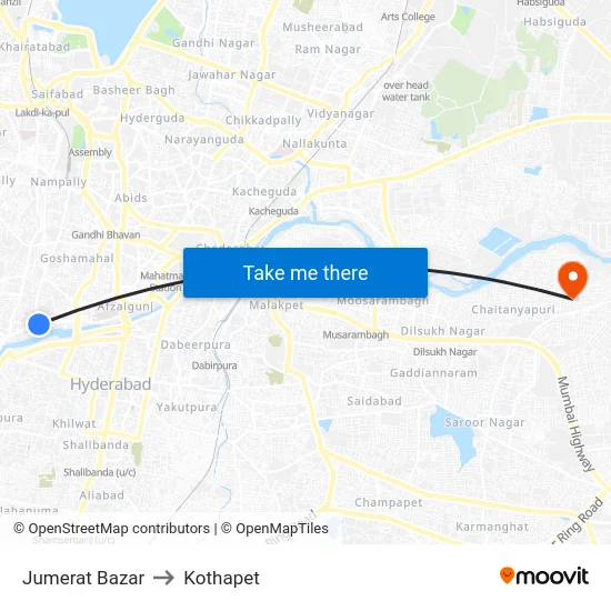 Jumerat Bazar to Kothapet map