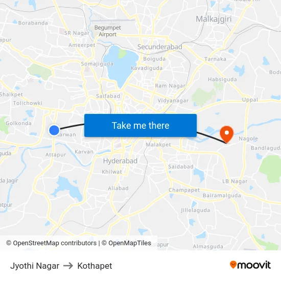 Jyothi Nagar to Kothapet map