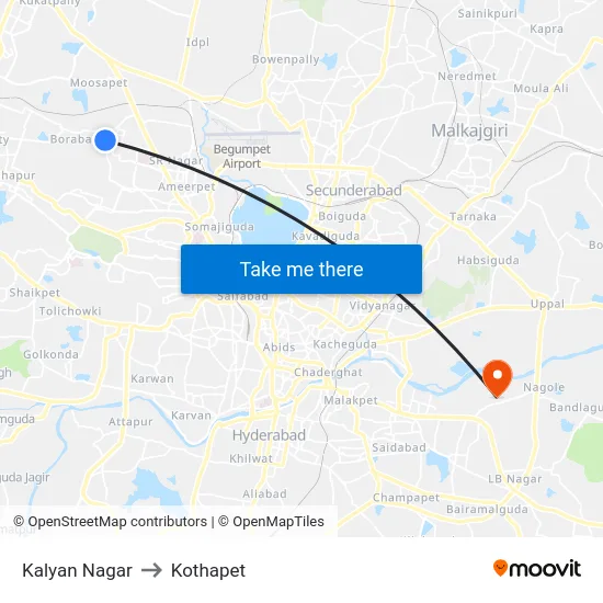 Kalyan Nagar to Kothapet map