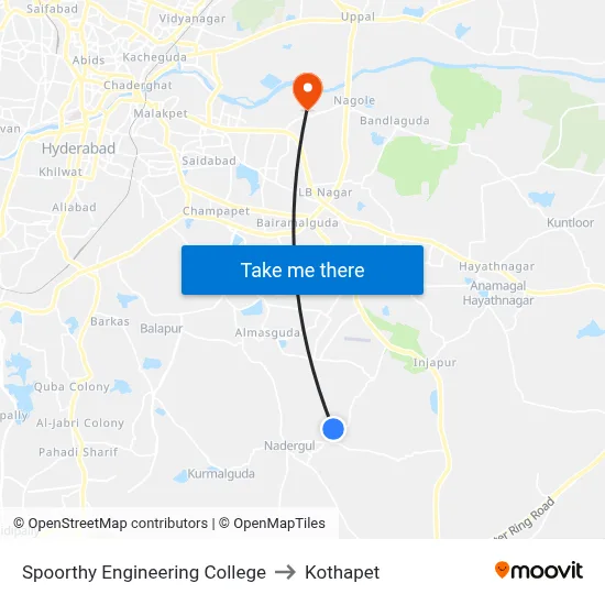 Spoorthy Engineering College to Kothapet map