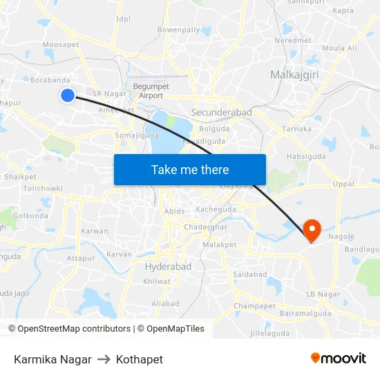 Karmika Nagar to Kothapet map