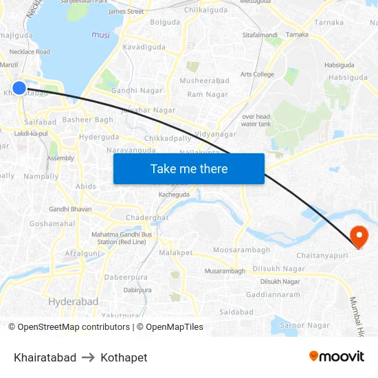 Khairatabad to Kothapet map