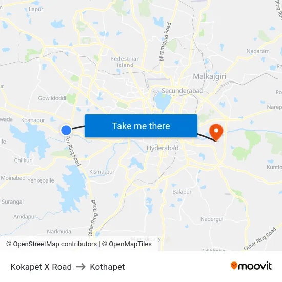 Kokapet X Road to Kothapet map