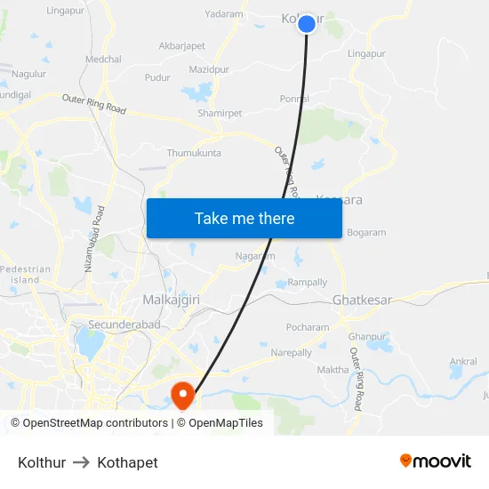 Kolthur to Kothapet map