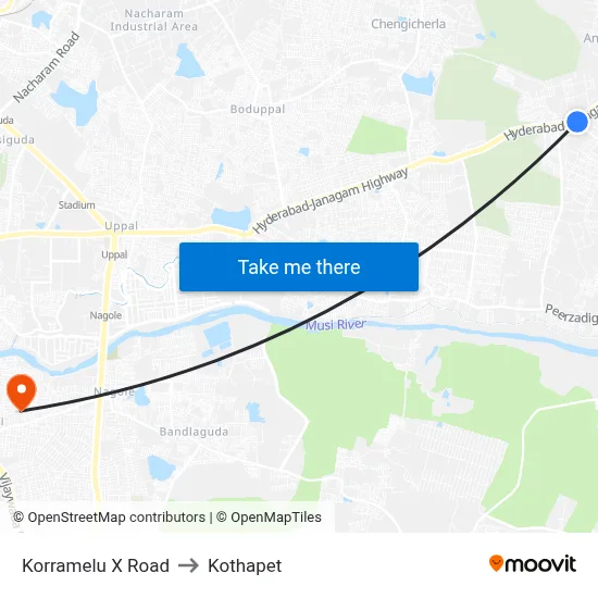 Korramelu X Road to Kothapet map