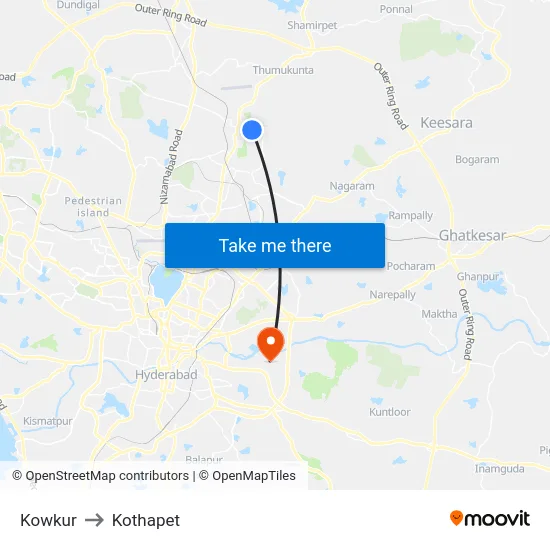 Kowkur to Kothapet map