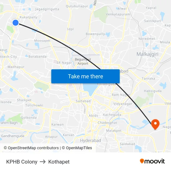 KPHB Colony to Kothapet map