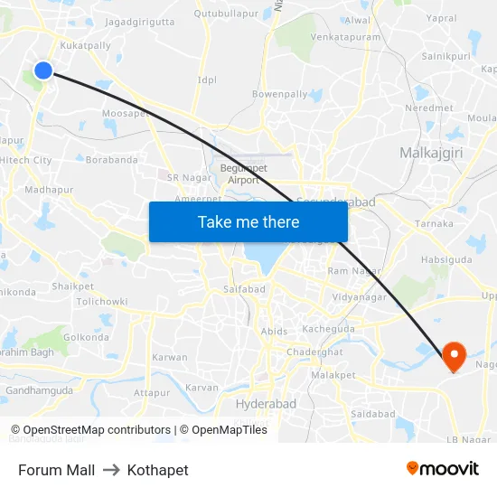 Forum Mall to Kothapet map