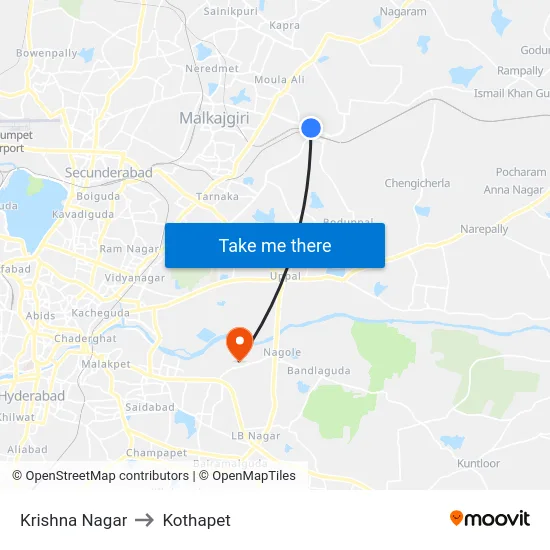 Krishna Nagar to Kothapet map