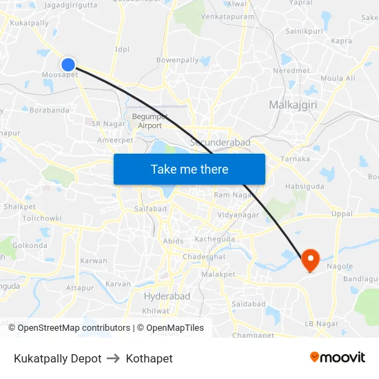 Kukatpally Depot to Kothapet map