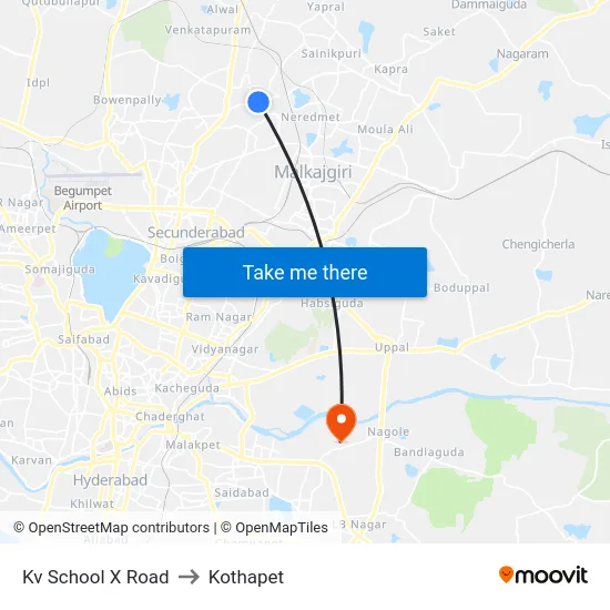 Kv School X Road to Kothapet map