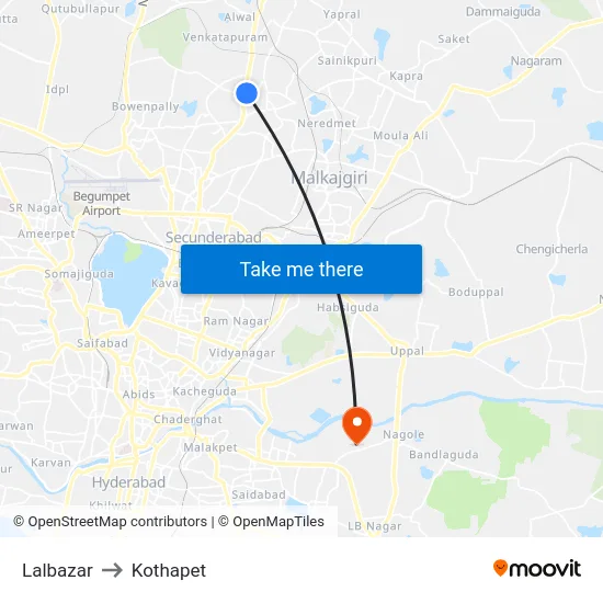 Lalbazar to Kothapet map