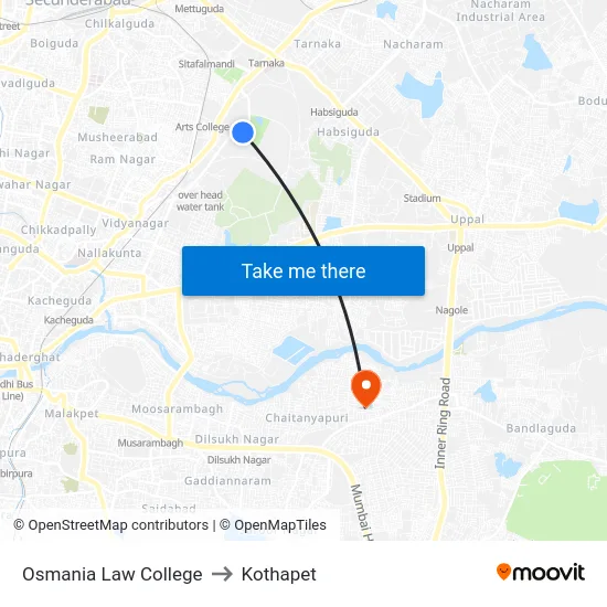 Osmania Law College to Kothapet map
