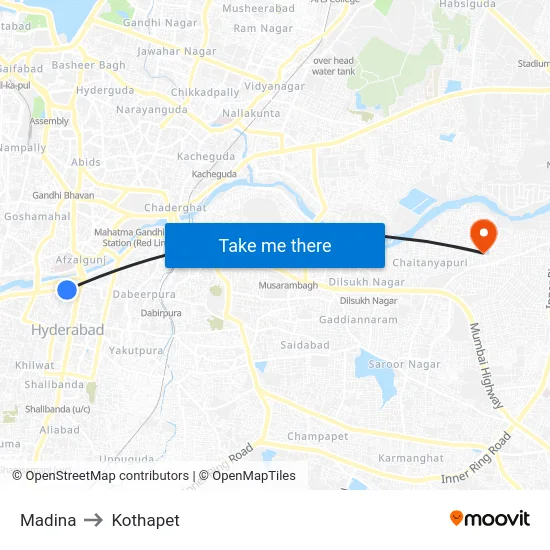 Madina to Kothapet map
