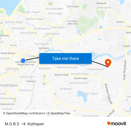 M.G.B.S to Kothapet map