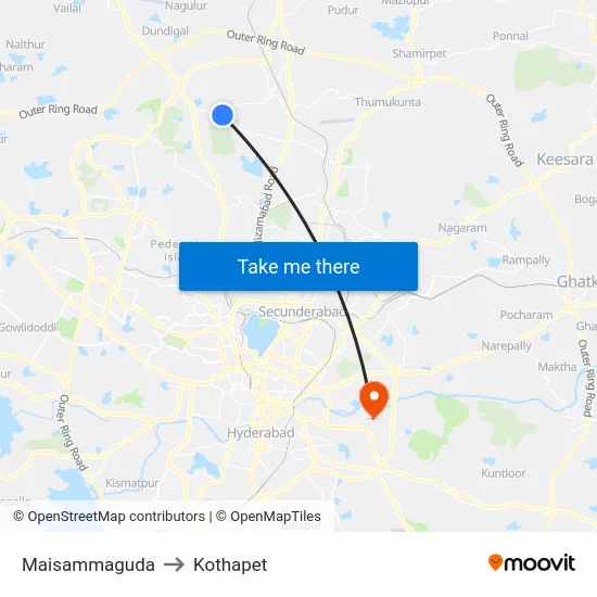 Maisammaguda to Kothapet map
