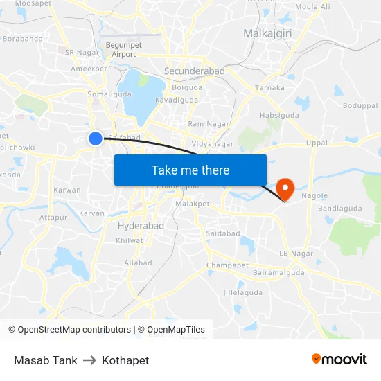 Masab Tank to Kothapet map