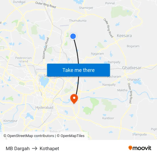 MB Dargah to Kothapet map