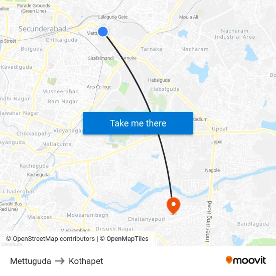 Mettuguda to Kothapet map