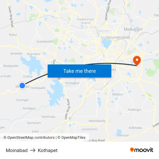Moinabad to Kothapet map